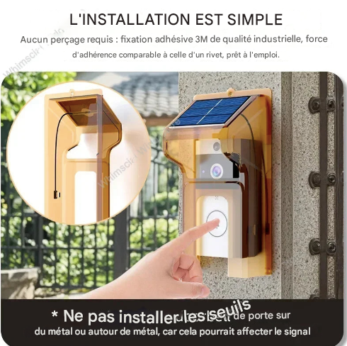 Sonnette sans fil étanche avec chargement solaire