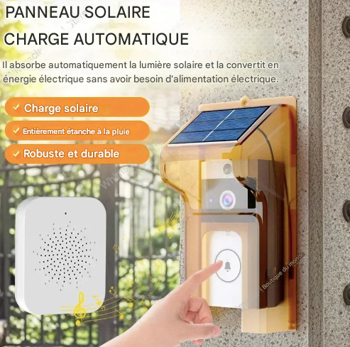 Sonnette sans fil étanche avec chargement solaire