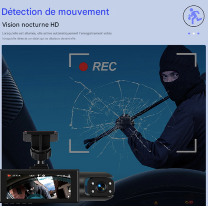 Caméra de voiture 3,16 pouces 1080p avec double enregistrement HD