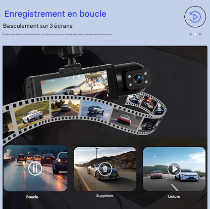 Caméra de voiture 3,16 pouces 1080p avec double enregistrement HD