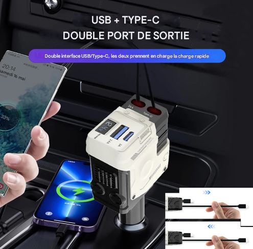 Chargeur de voiture rétractable