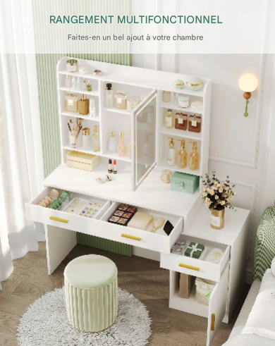 Coiffeuse de chambre avec grand miroir
