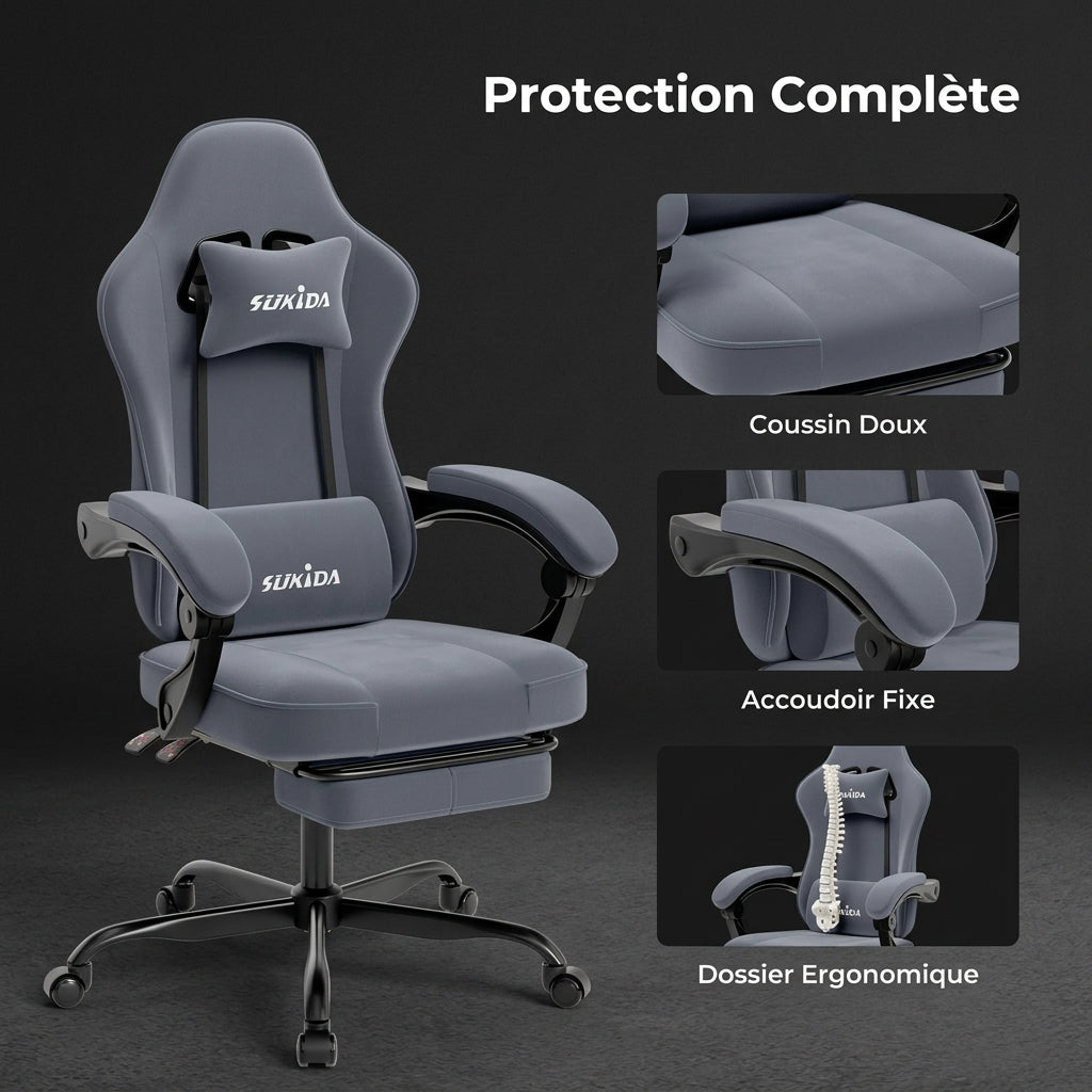 Chaise de bureau ergonomique réglable avec support lombaire