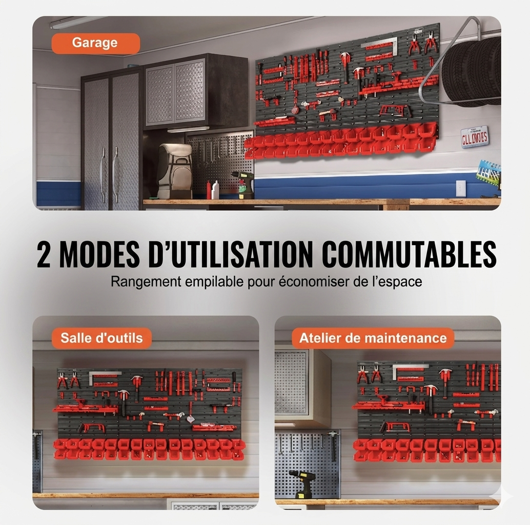 Bacs de rangement outillages muraux