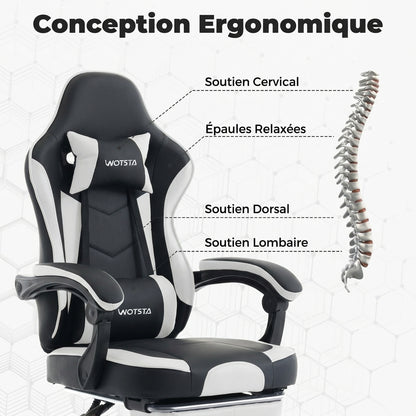 Chaise de jeu Woltu, chaise de bureau ergonomique pour ordinateur avec accoudoirs 3D, dossier réglable, chaise pivotante pour bureau.