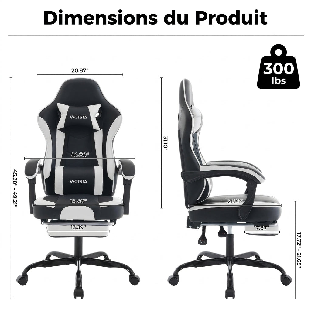 Chaise de jeu Woltu, chaise de bureau ergonomique pour ordinateur avec accoudoirs 3D, dossier réglable, chaise pivotante pour bureau.