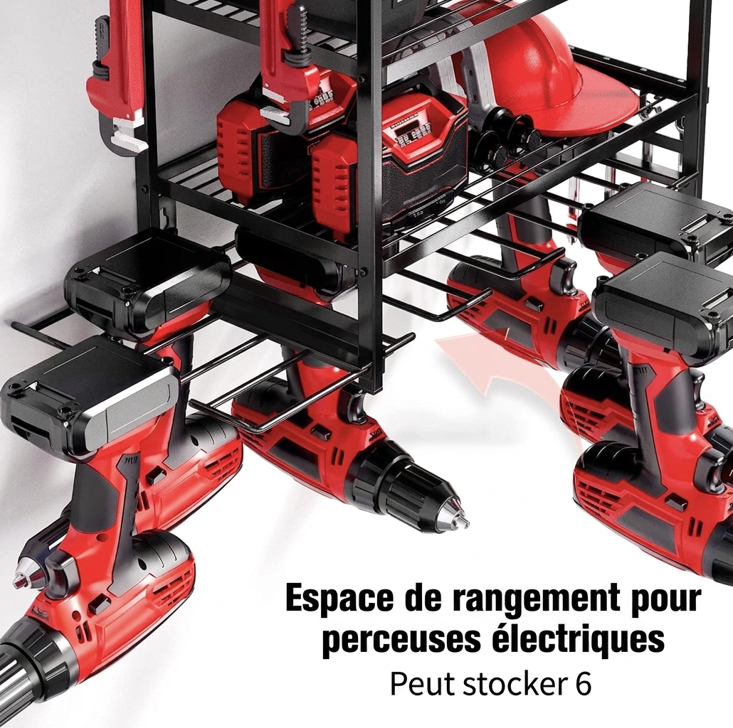 Étagère de rangement pour outils électriques à 4 niveaux