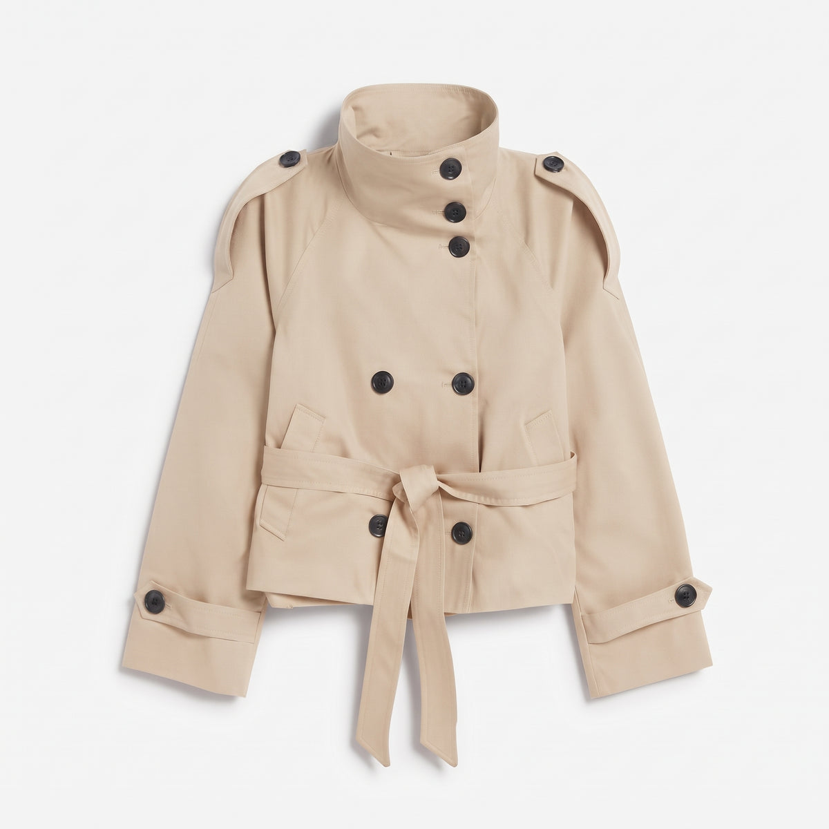 Manteau trench à double boutonnage à col montant