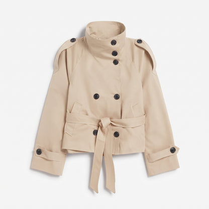 Manteau trench à double boutonnage à col montant