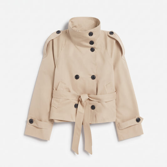 Manteau trench à double boutonnage à col montant