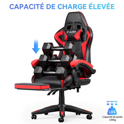 Chaise de jeu ergonomique avec repose-pieds