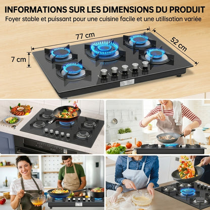 Plaque de Cuisson Gaz Encastrable 5 Feux