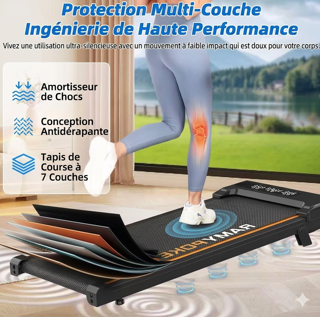 Tapis de marche pliable inclinable 1-8 km/h