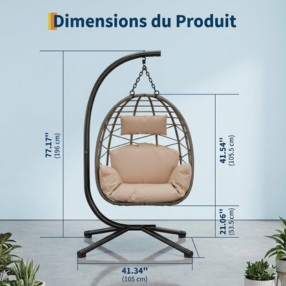 Chaise Suspendue Œuf + Structure 130 kg