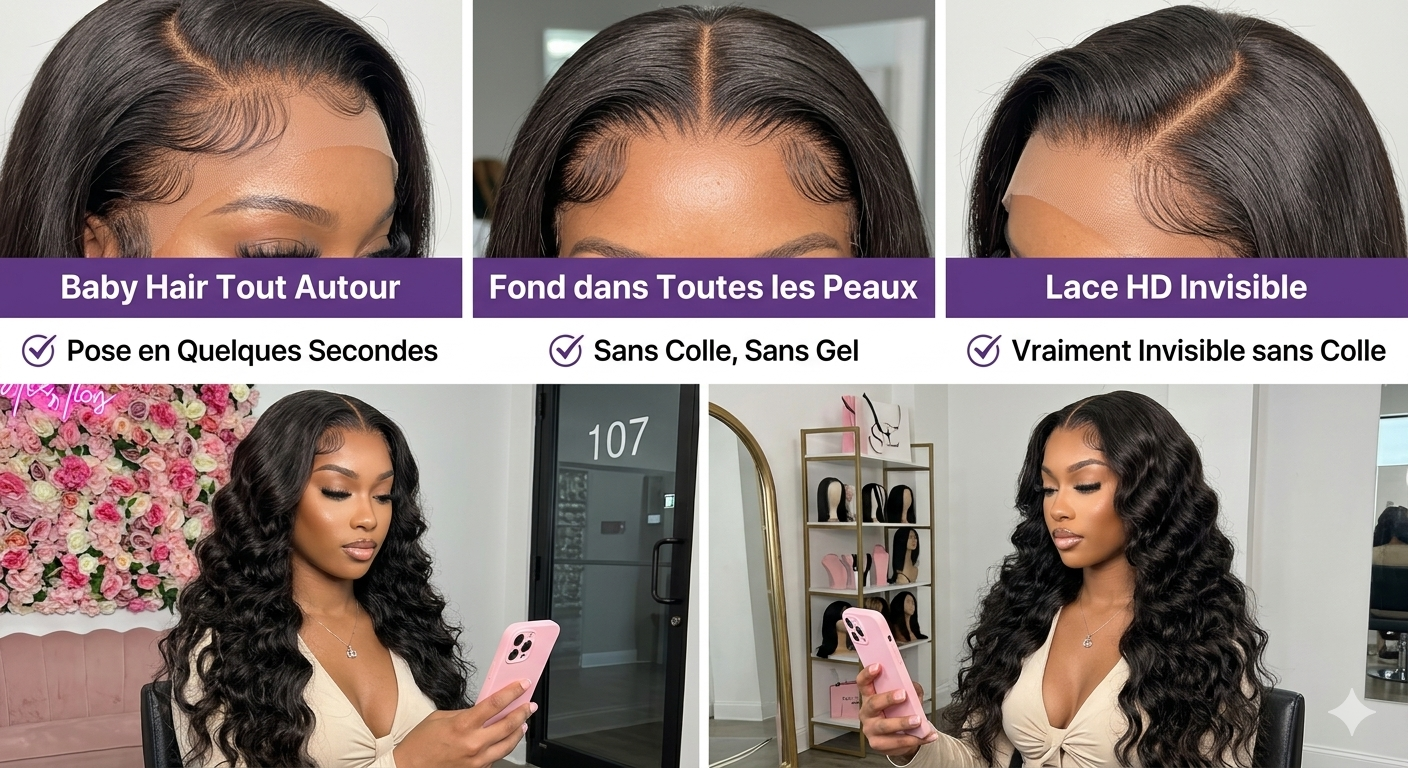 Perruques mi-longues en cheveux humains