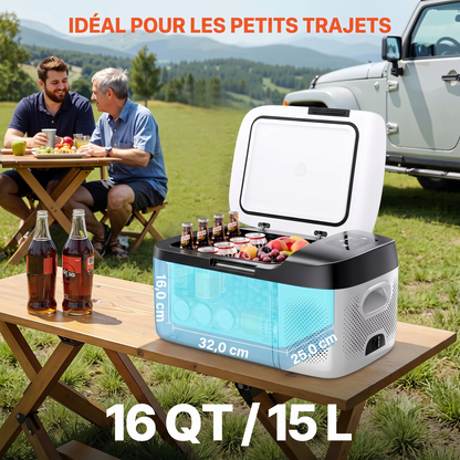 Réfrigérateur-congélateur portable Foursun 21L/25L/35L/45L/55L avec commande par application Bluetooth, pour le camping, les voyages, la maison, DC 12V/24V & AC 100-240V
