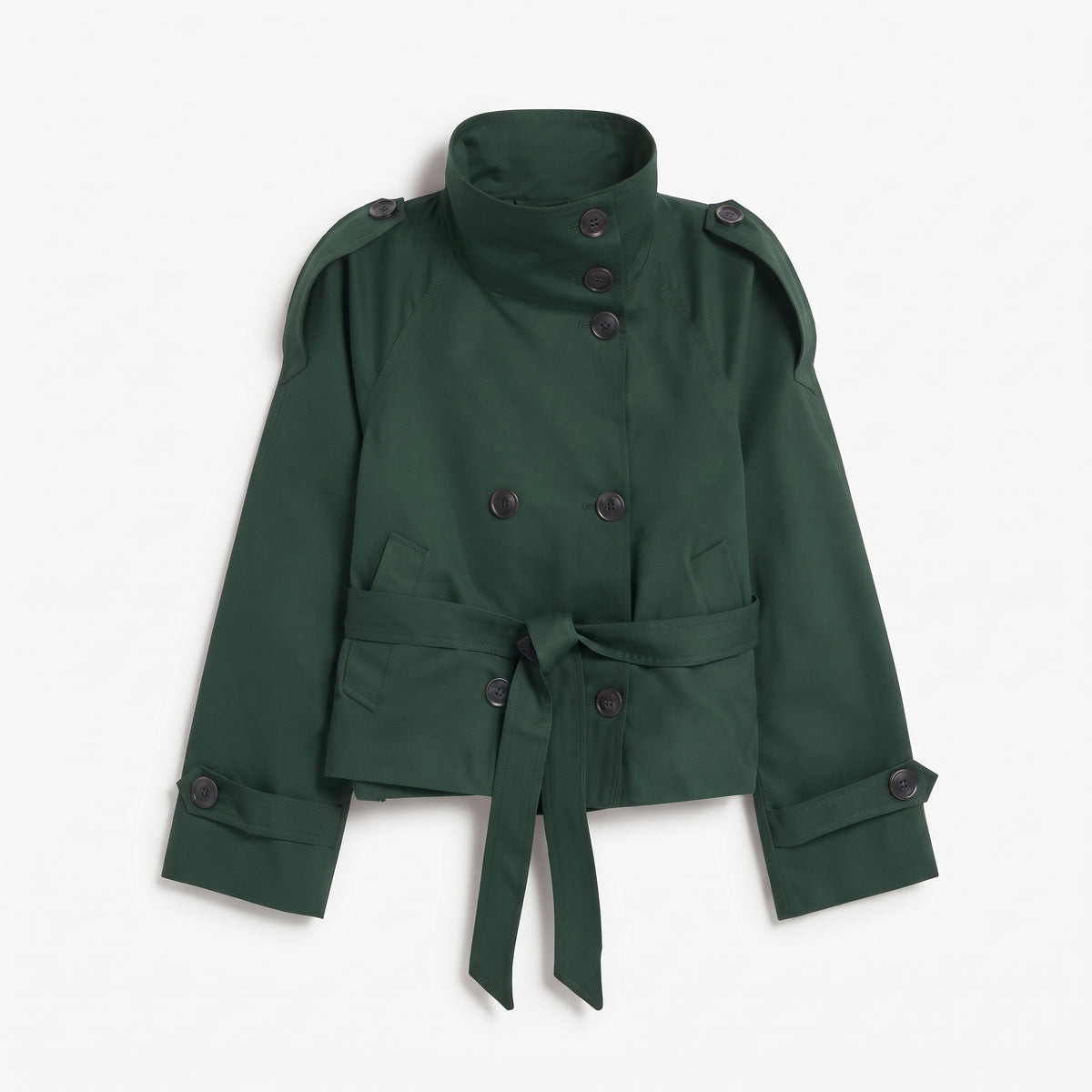 Manteau trench à double boutonnage à col montant