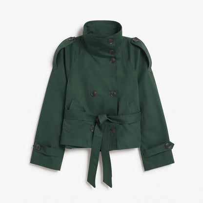 Manteau trench à double boutonnage à col montant