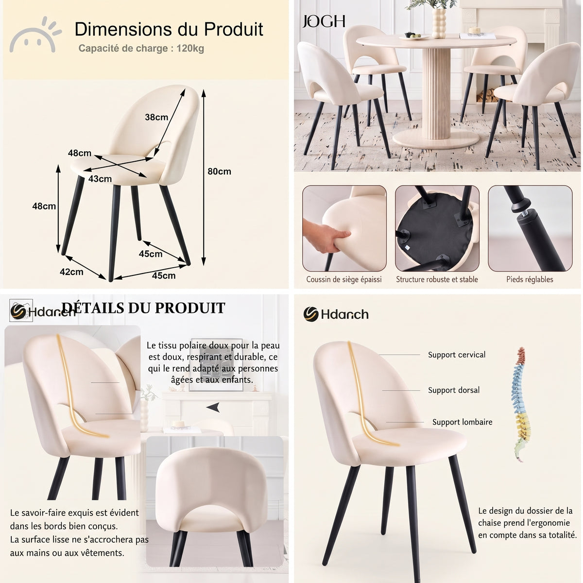 Chaises de salle à manger en velours hollandais
