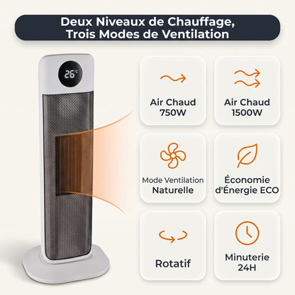 Radiateur à ventilateur en céramique Tower PTC