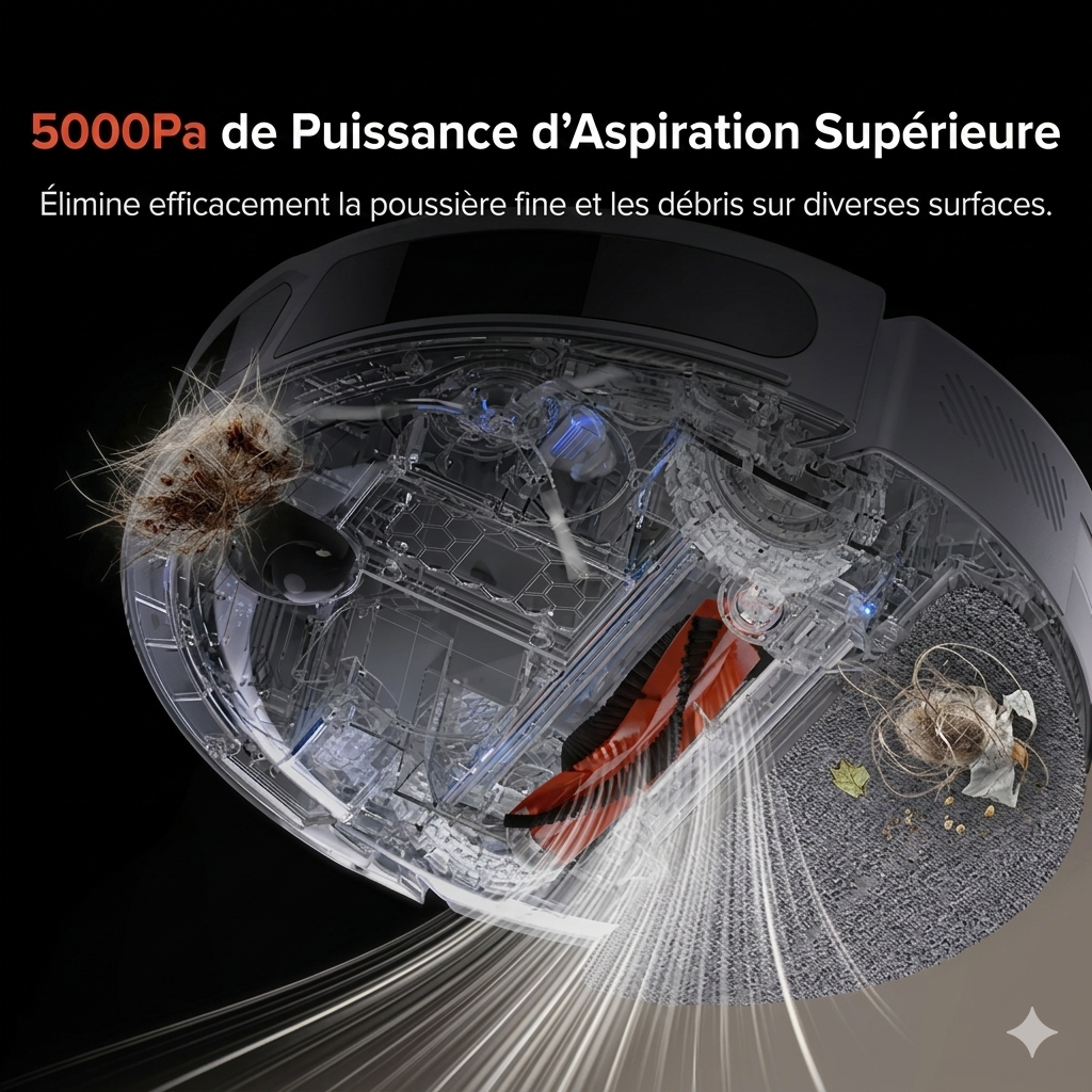 Robot aspirateur laveur 5000Pa