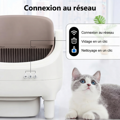 Bac à litière pour chat autonettoyant 76L