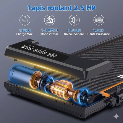 Tapis de marche pliable inclinable 1-8 km/h