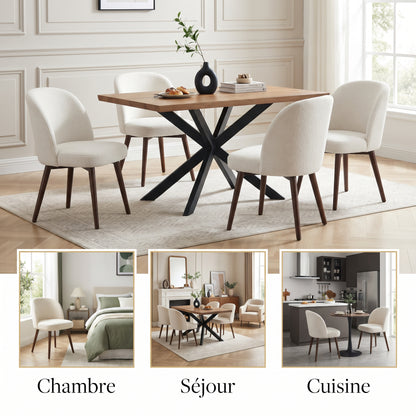 Chaises de salle à manger en lin style Mid-Century