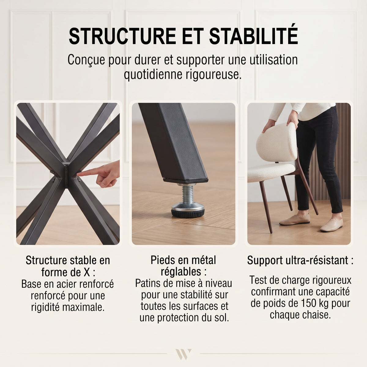 Chaises de salle à manger en lin style Mid-Century