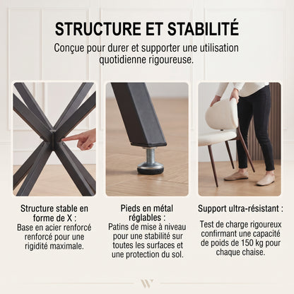 Chaises de salle à manger en lin style Mid-Century