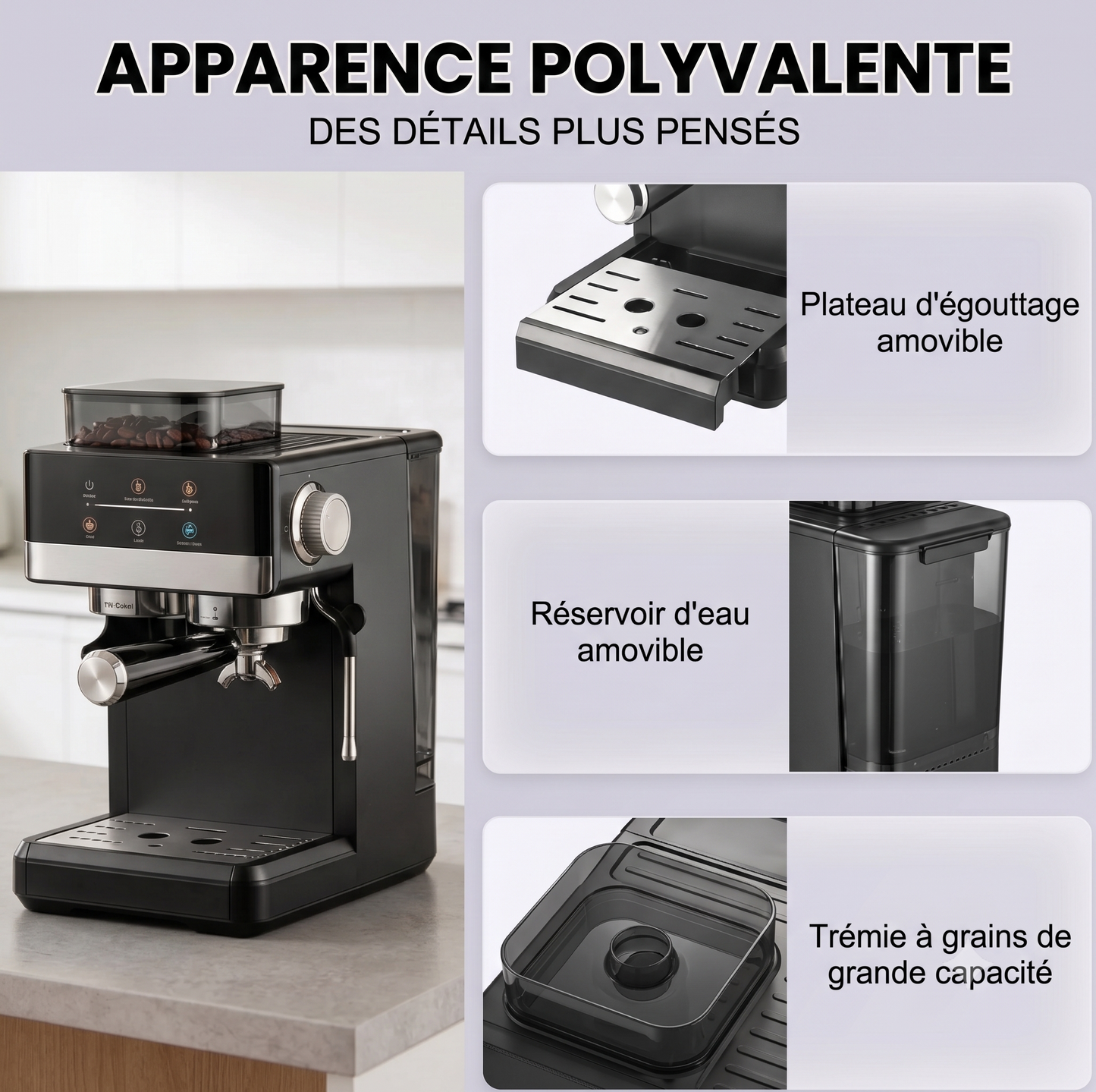 Machine à café avec moulin à grains intégré