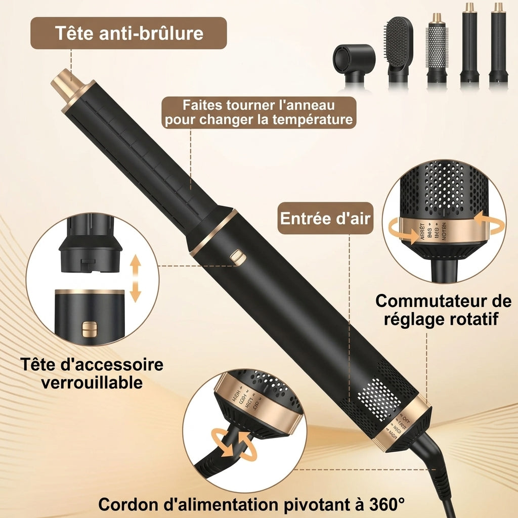 Brosse Soufflante 5-en-1 Multifonction