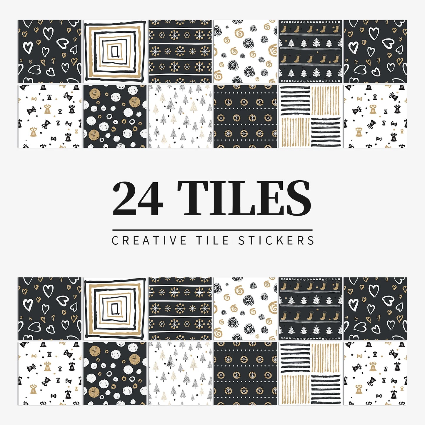 Lot de 24 autocollants muraux en carreaux