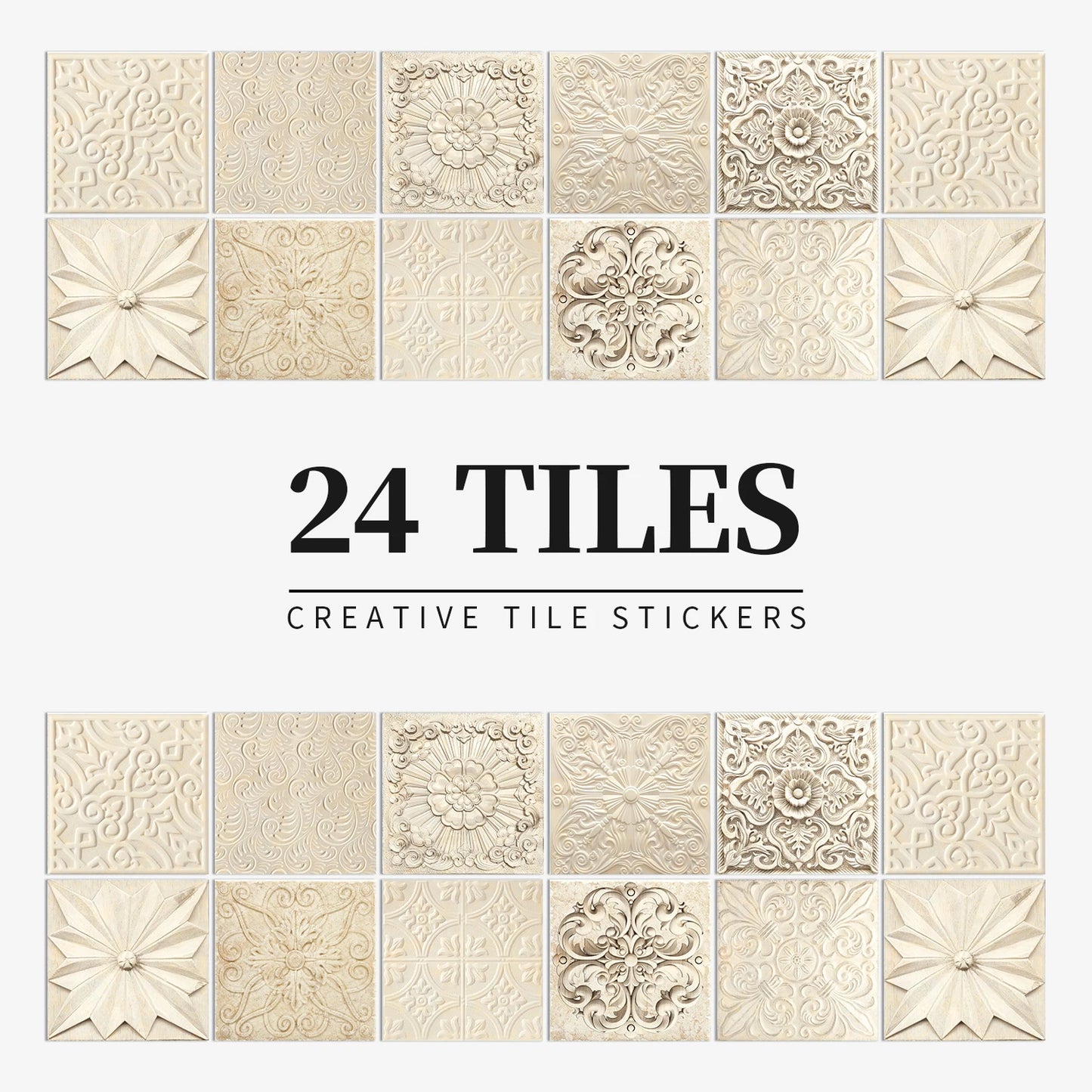 Lot de 24 autocollants muraux en carreaux