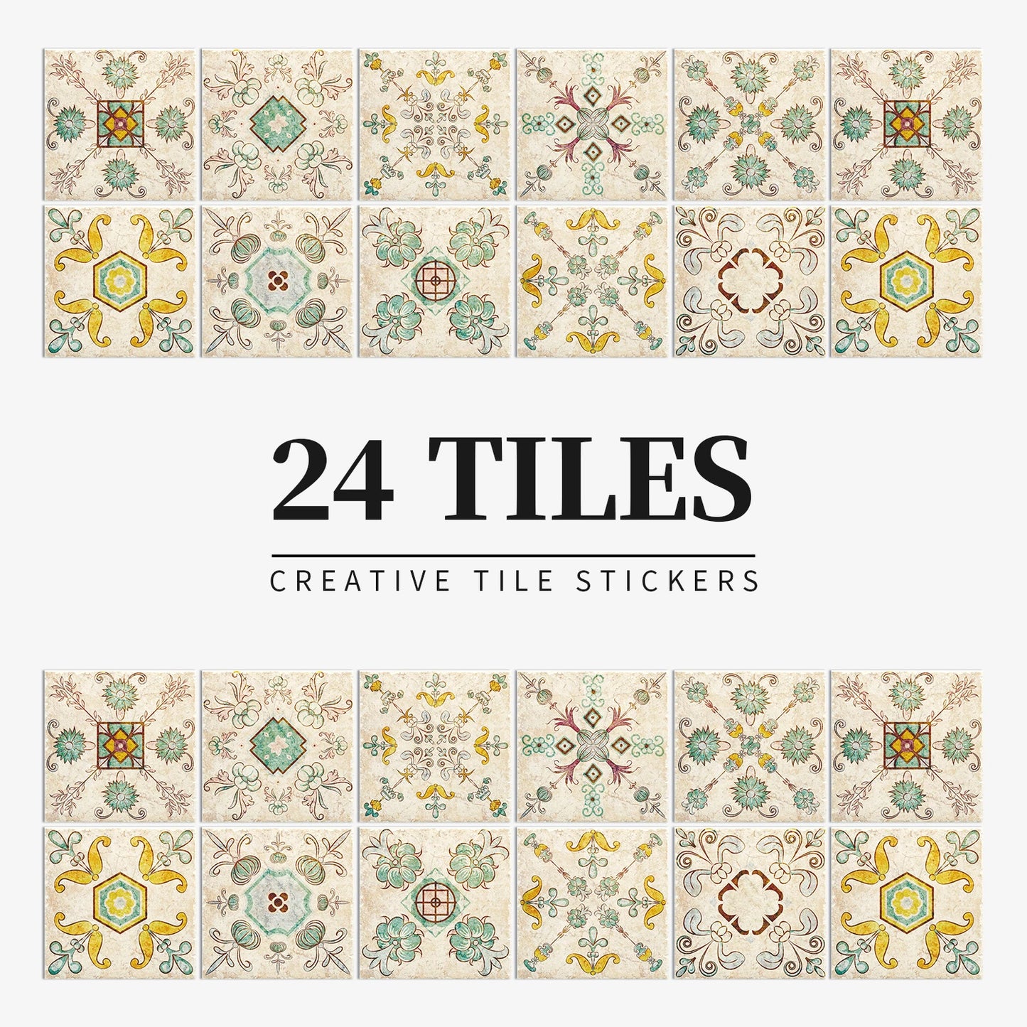 Lot de 24 autocollants muraux en carreaux