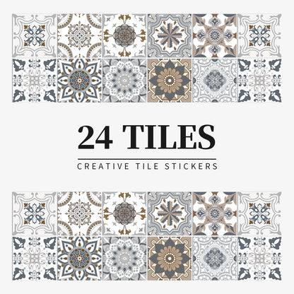 Lot de 24 autocollants muraux en carreaux