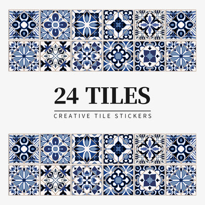 Lot de 24 autocollants muraux en carreaux