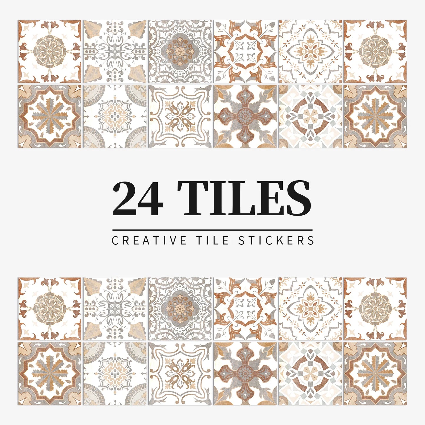 Lot de 24 autocollants muraux en carreaux