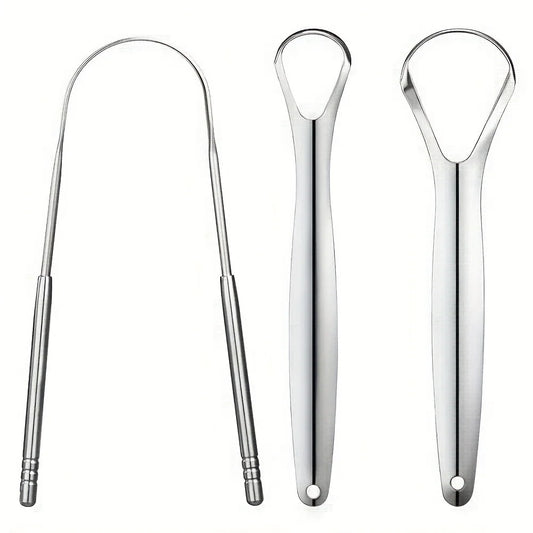 Lot de 3 gratte-langue en acier inoxydable en forme de U