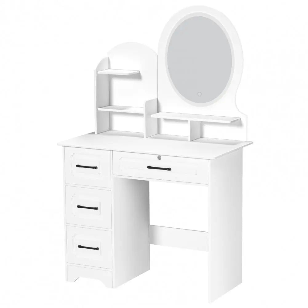 Table de maquillage moderne avec miroir cercle
