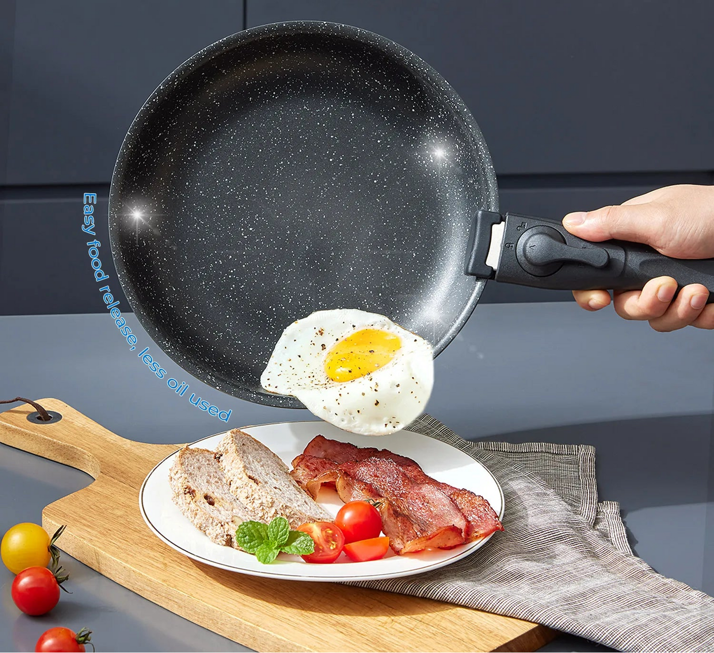 Casseroles et poêles antiadhésives avec poignées amovibles 10 pièces