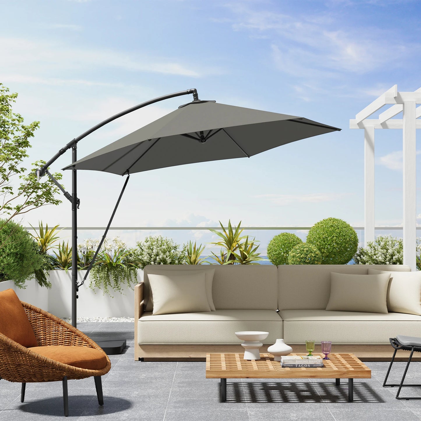 Parasol de jardin à manivelle &amp; Protection UV