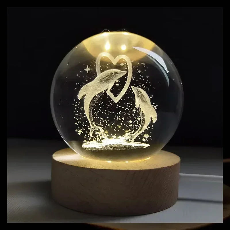 Lampe à cristaux 3D lumineuse en forme de galaxie planétaire