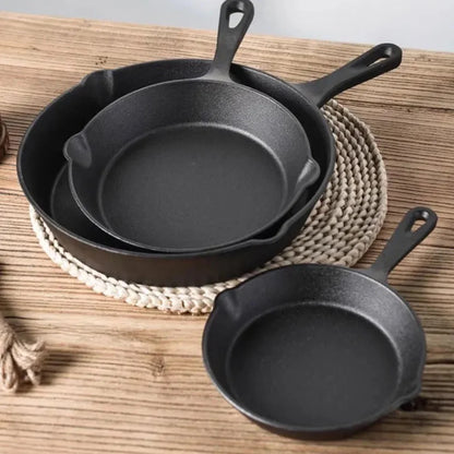 Ensemble de 3 poêles à frire en fonte noire