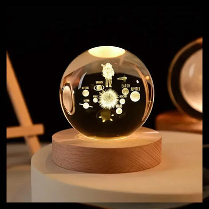 Lampe à cristaux 3D lumineuse en forme de galaxie planétaire