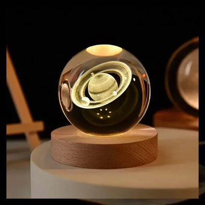 Lampe à cristaux 3D lumineuse en forme de galaxie planétaire