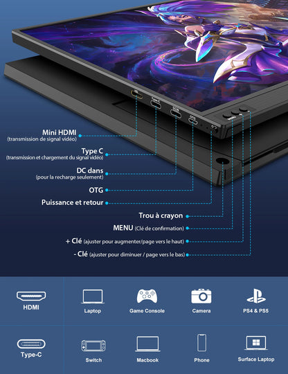 Écran Portable 21,5 Pouces 100Hz
