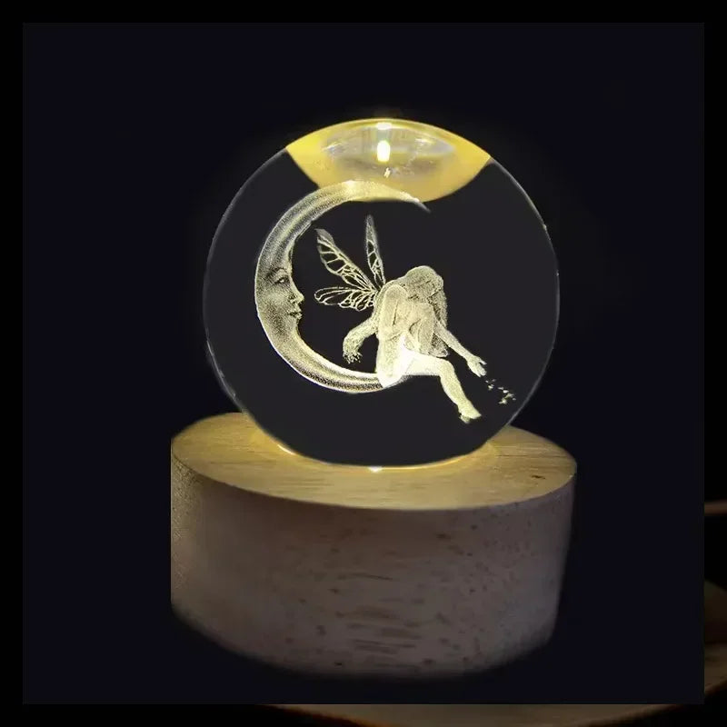 Lampe à cristaux 3D lumineuse en forme de galaxie planétaire