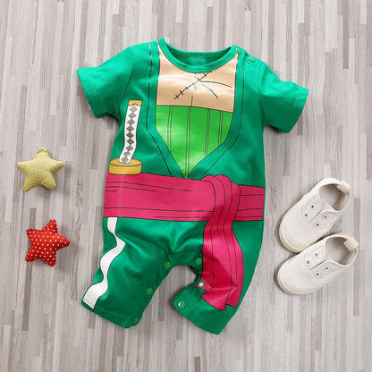 Combinaison d’été à manches courtes en coton pour bébé (motif manga)