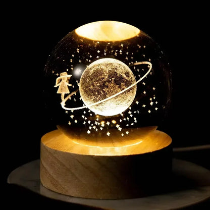 Lampe à cristaux 3D lumineuse en forme de galaxie planétaire